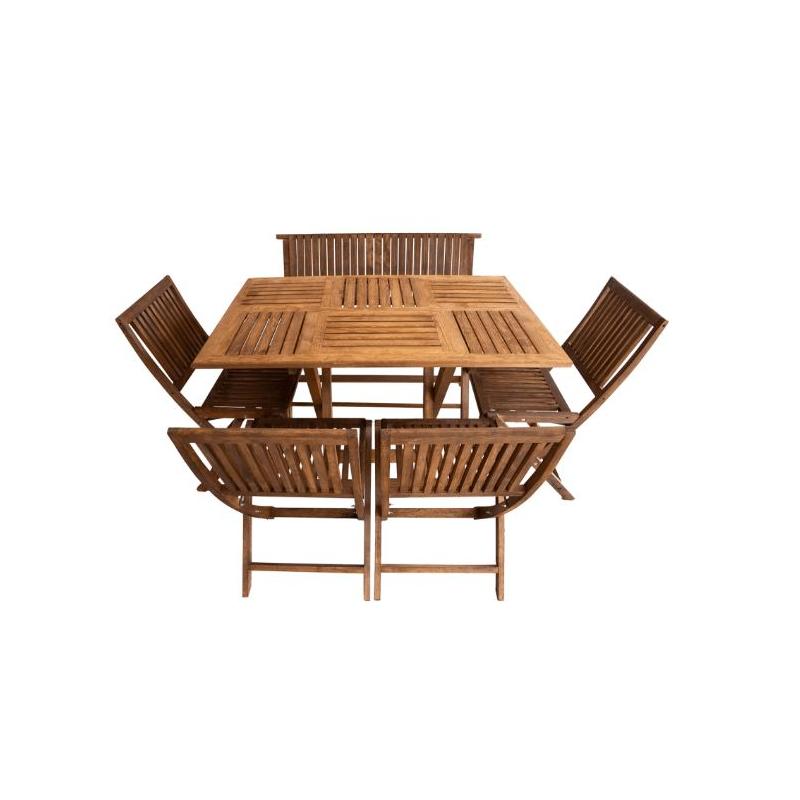 Comedor Campestre Rectangular, Plegable de Madera Para 6 Personas. Modelo Jardín.