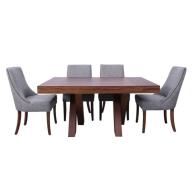 Comedor Margot de Madera para 6 personas Rectangular Mesa y Sillas de Tela color Gris